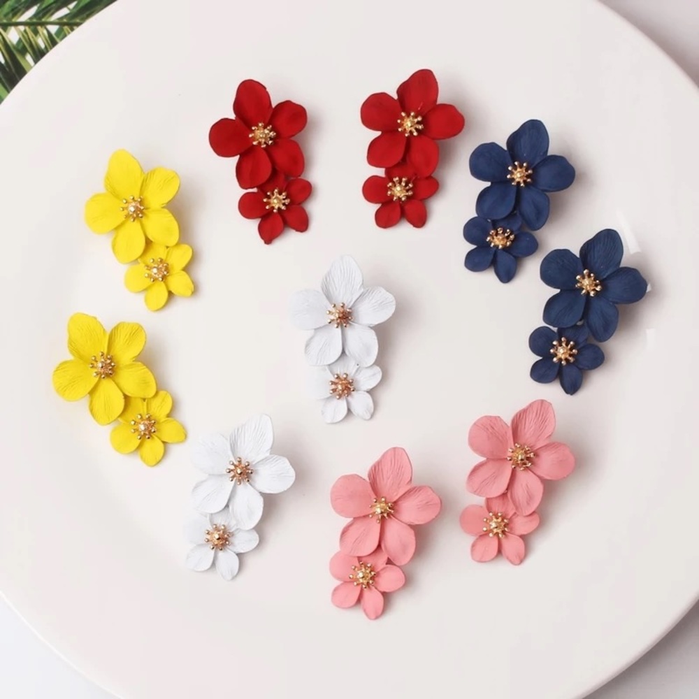 3/38🌸 boho Double flower summer beach earring
